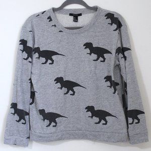 Forever 21 Dinosaur Grey & Black Long Sleeve